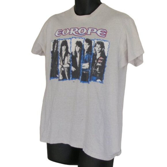 EUROPE Concert Tshirt L Off-White, Band photo, 1987, Short sleeves, VINTAGE - Picture 4 of 11